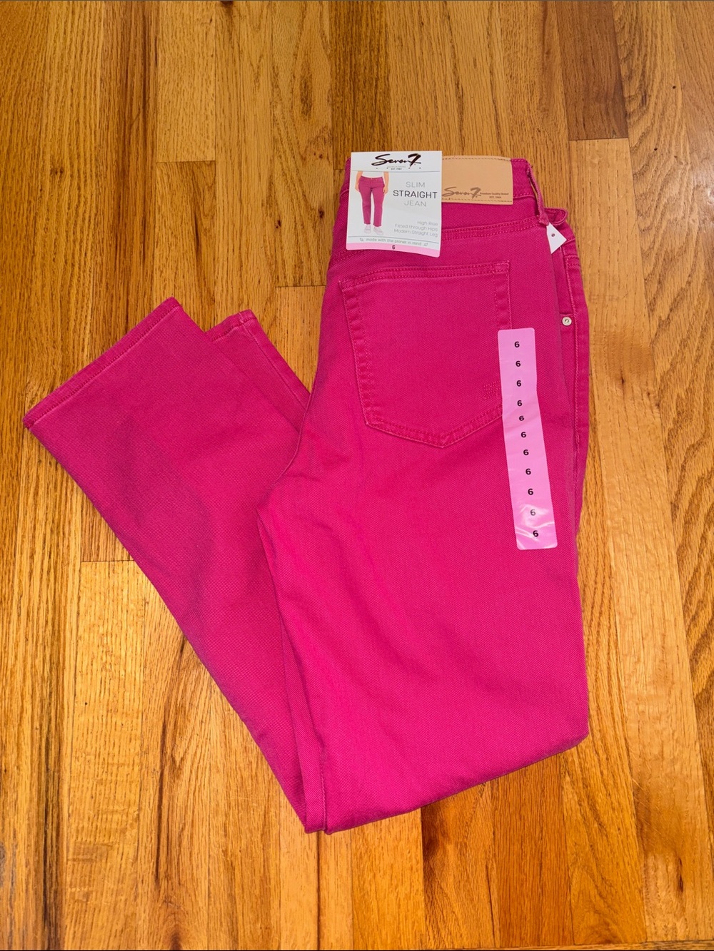 Seven7 Straight Leg Jeans - Hot Pink